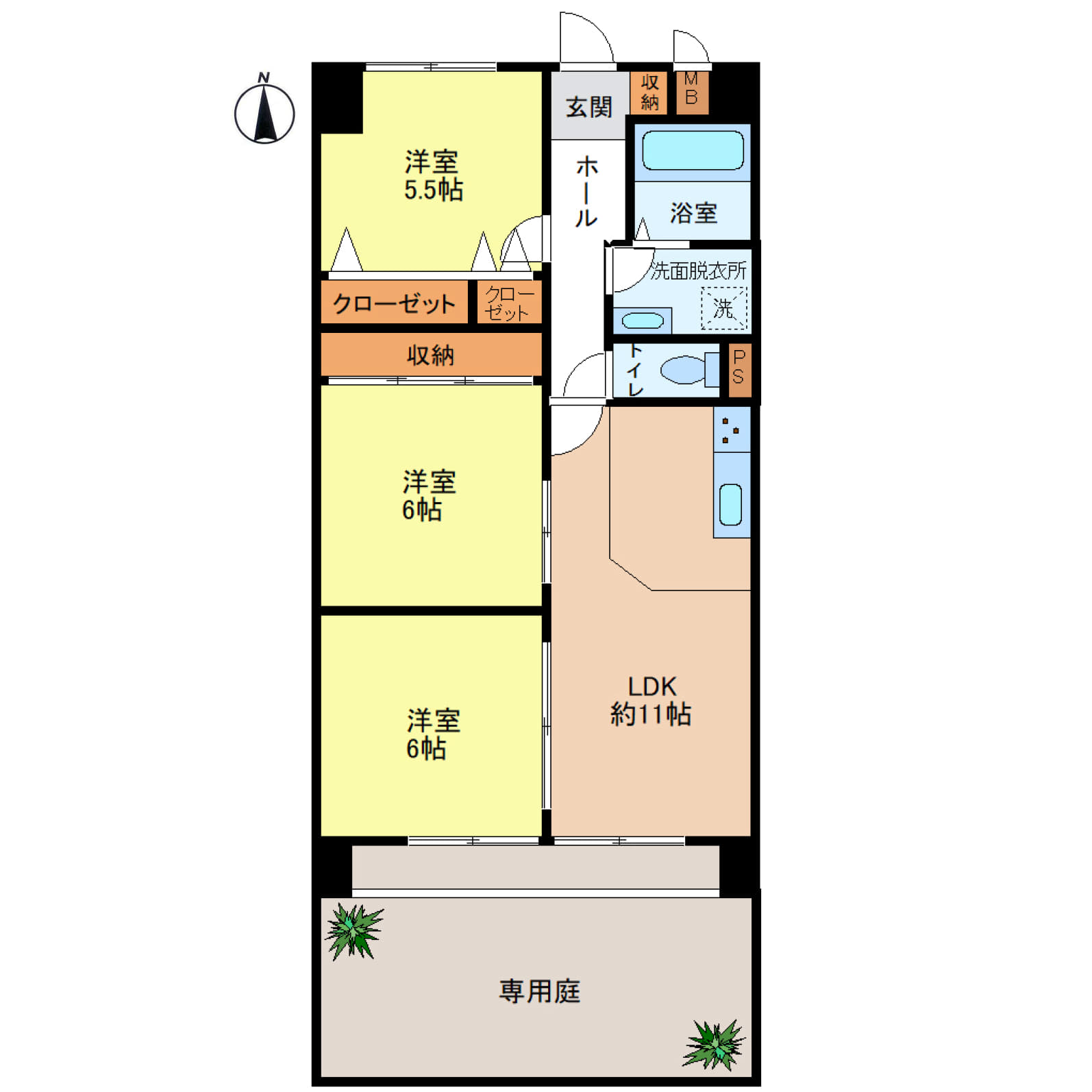 加古川市加古川町【ベル・アーバニティ加古川Ⅱ】約9坪の広々専用庭有り♪（月額専用庭代有り）観葉植物や多肉植物などのガーデニングでゆったり自分時間♪令和7年12月リフォーム完了でクローゼットも完備♪スーパーや小・中学校が近く徒歩10分以内♪周辺環境も充実しており、付近に公園と川がある為、季節を感じられる住宅街です♪