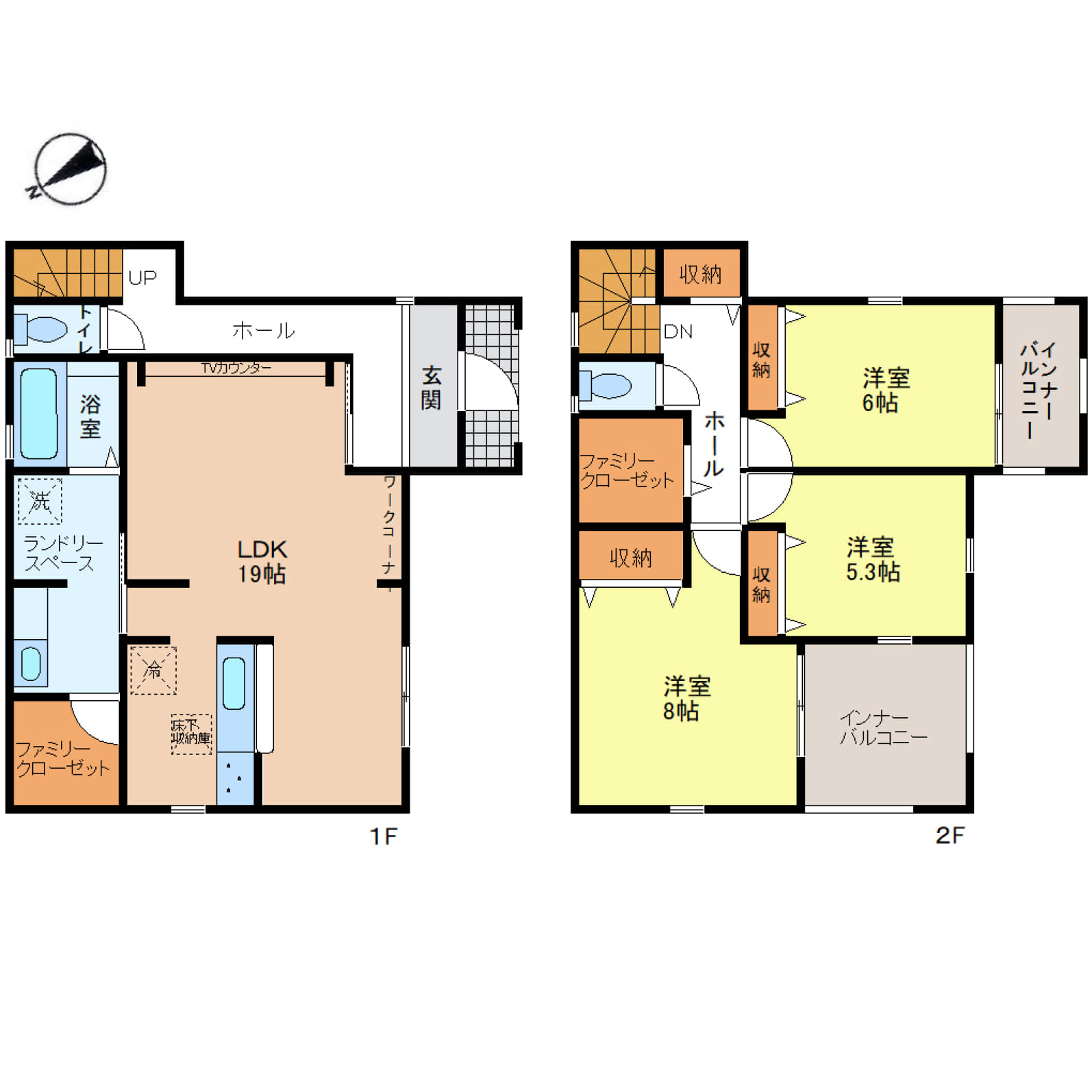 姫路市広畑区蒲田8期　全2区画【1号棟】LDK19帖で広々開放感のあるお家♪1階にはランドリースペース・2階には2つのインナーバルコニー完備♪突然の雨でも助かります♪周辺環境も充実で、春には桜並木が望める夢前川も♪閑静な住宅街でゆったり過ごして頂けます♪