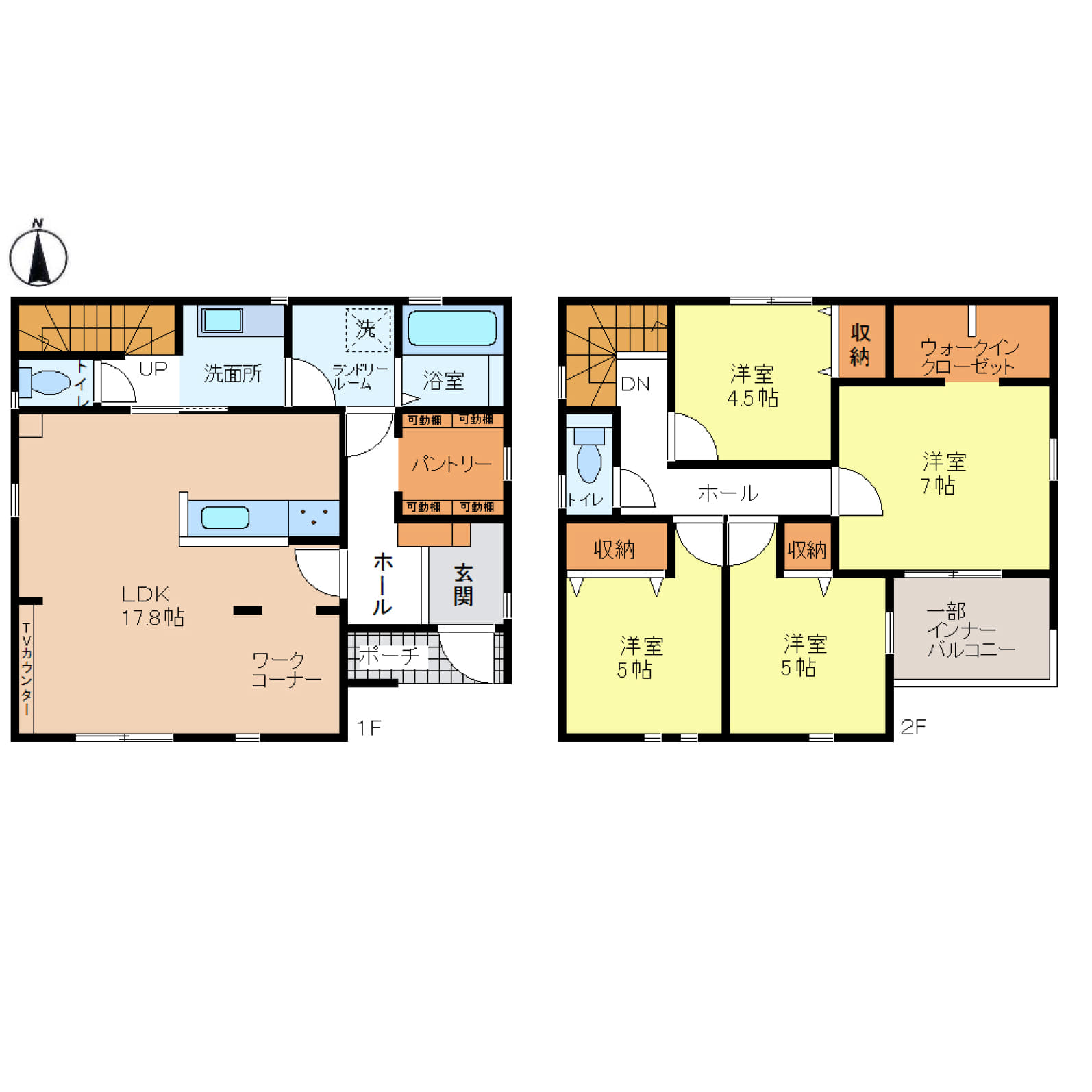 姫路市田寺4期　全1区画【1号棟】収納充実の4LDK、各居室収納＋WIC＋パントリーで快適空間♪ ランドリールーム＆インナーバルコニーで家事動線もスムーズ♪小・中学校徒歩10分以内、スーパー・コンビニ徒歩10分以内の便利な住環境。♪駐車スペース2台確保、家族にうれしいゆとりの住まいです♪