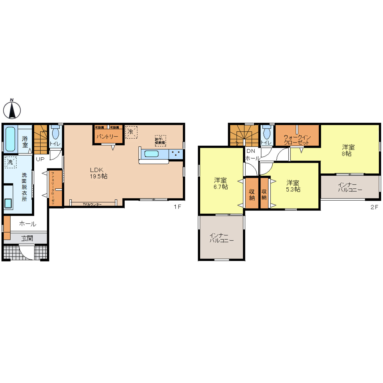姫路市勝原区山戸4期　全3区画【2号棟】駐車3台可、使いやすい3LDK＋パントリー付き♪ キッチンまわりもすっきり快適に♪ 充実設備は1号棟同様で安心の住み心地♪駅徒歩15分圏内の便利な立地も魅力♪