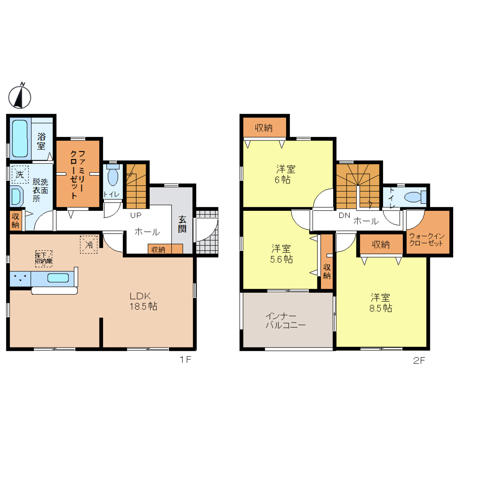 姫路市青山7期　全4区画【1号棟】ゆとりの2台駐車と、すっきり暮らせる全居室収納付きの3LDK♪ウォークインクローゼットとインナーバルコニーが、毎日の快適さをプラス♪前面道路6mの開放感も魅力の、バランスの取れた一邸♪