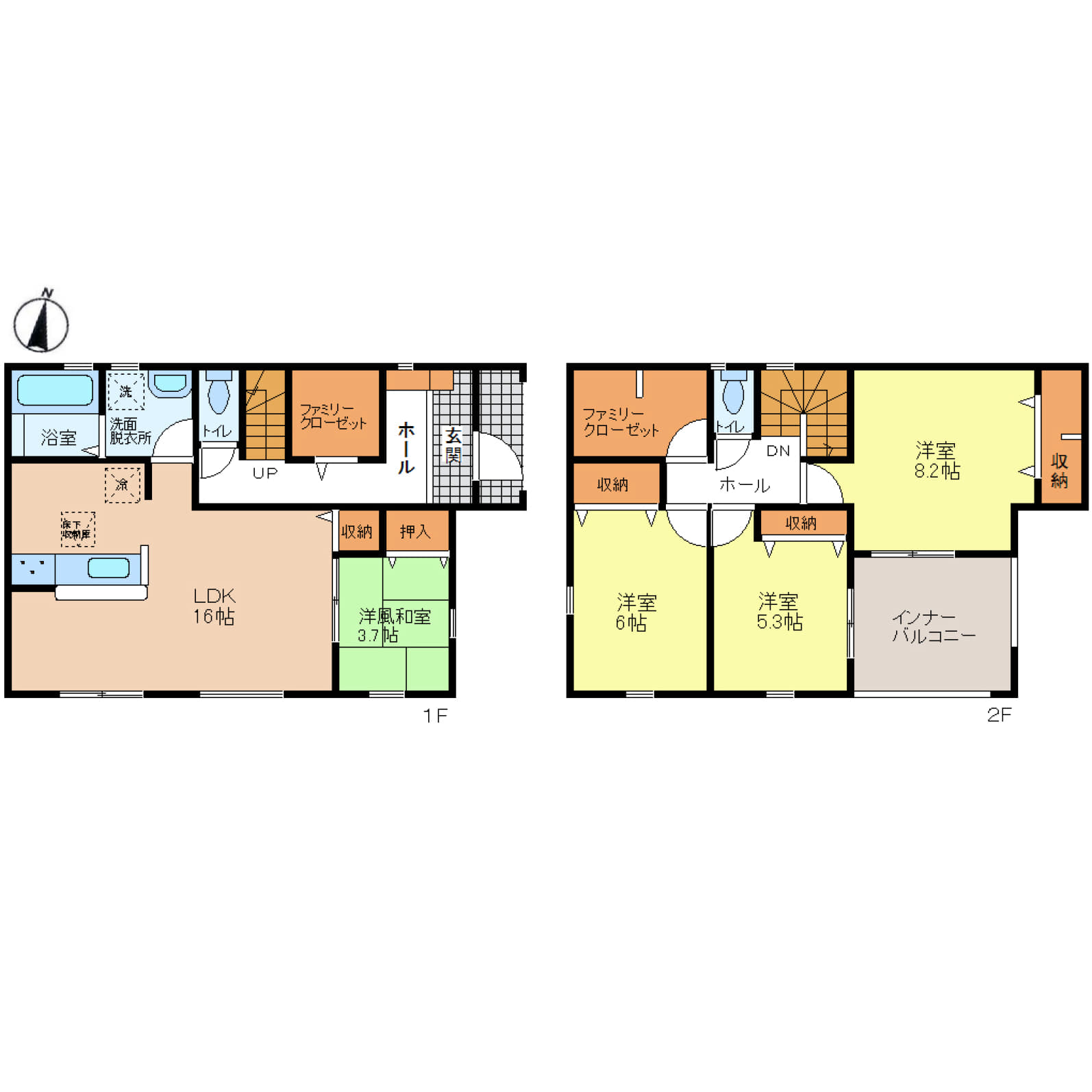 姫路市青山7期　全4区画【2号棟】和室を備えた3LDKで、くつろぎと実用性を両立♪ファミリークローゼット2か所で、家族の荷物もすっきり整理♪暮らしやすさを追求した、ゆとりある住空間♪