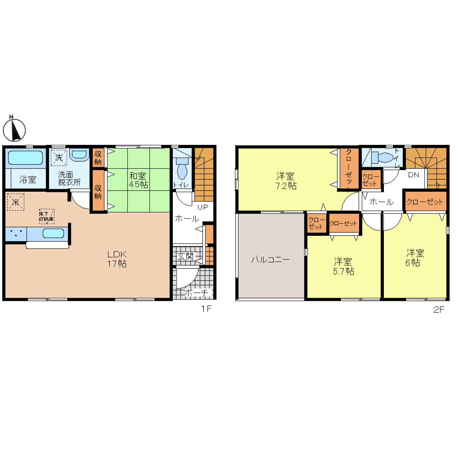 姫路市別所町小林第6　全2区画【2号棟】和室付き＆17帖LDKでゆとりある暮らし♪全室収納＋玄関収納でスッキリ快適、駐車2台OK＆駅徒歩圏内の好立地♪新築オール電化＆対面キッチンで、安心と便利がそろった住まい♪