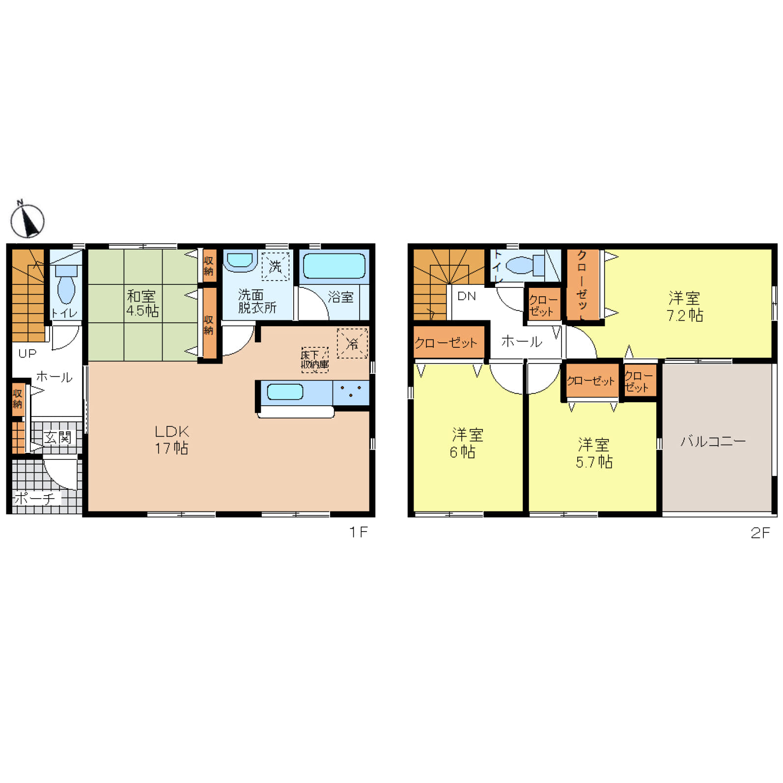 姫路市野里堀留町第1　全3区画【2号棟】ゆとりの3LDKに全居室収納を備え、暮らしやすさを追求した住まい♪南向きバルコニーと4.5帖の畳コーナーが、家族のくつろぎ時間をより豊かに演出します♪駐車2台可能＆駅徒歩16分、小学校も徒歩圏内で、便利さと安心がそろった好立地♪