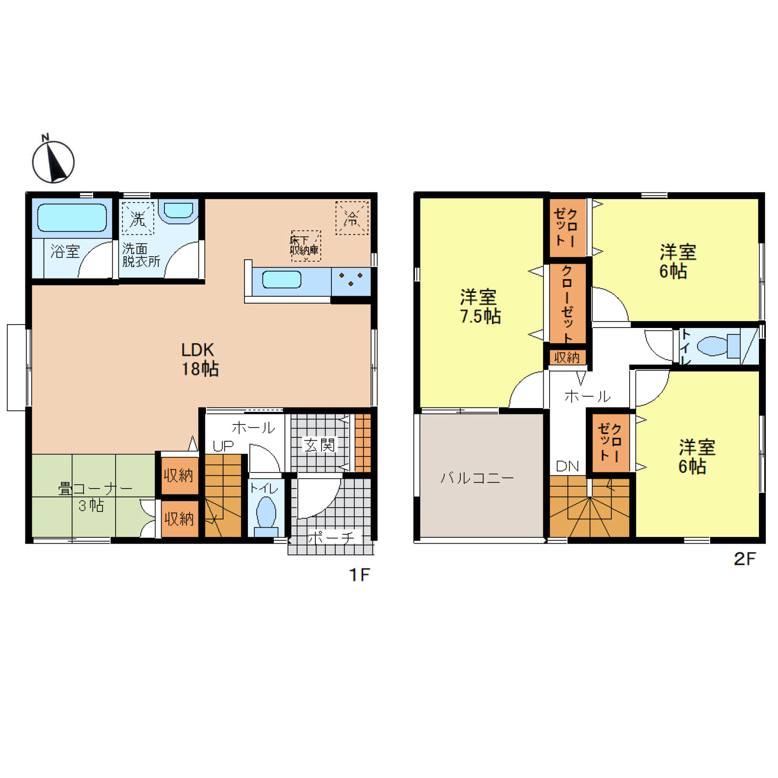 姫路市野里慶雲寺前町第1　全3区画【1号棟】3LDK＋畳コーナー付きで、くつろぎと機能性を両立した住まい♪各居室収納＆オール電化で、快適かつスマートな暮らしを実現♪南向きバルコニーに駐車2台可、買い物施設も徒歩圏内の好立地♪