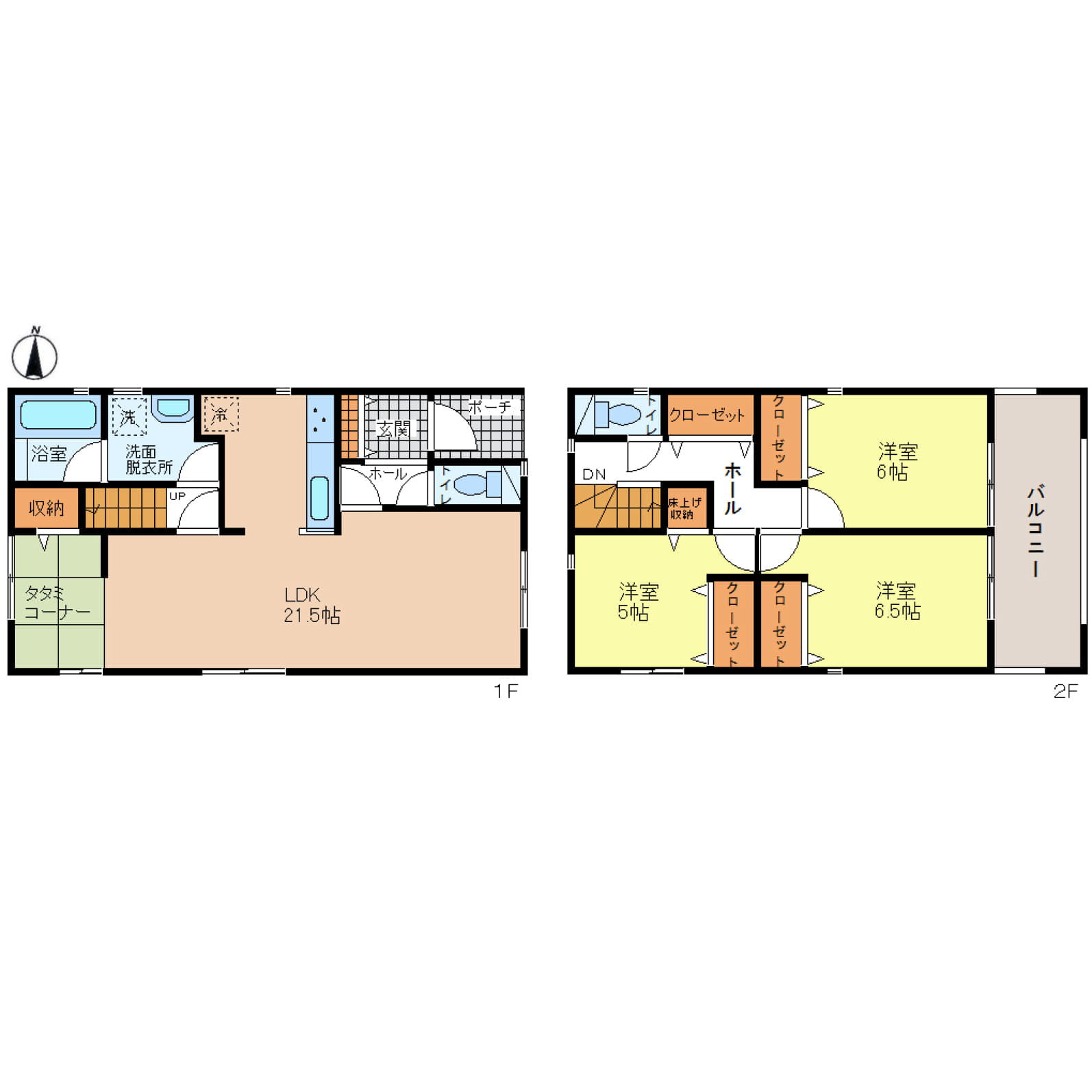 姫路市広畑区蒲田第13　全2区画【1号棟】21.5帖の広々LDKが魅力、家族団らんをゆったり楽しめる3LDK♪各居室収納に加え、くつろぎの畳コーナー付きで暮らしに和みをプラス♪東向きバルコニーから心地よい朝日が差し込み、コンビニ徒歩10分圏内の便利な住環境♪