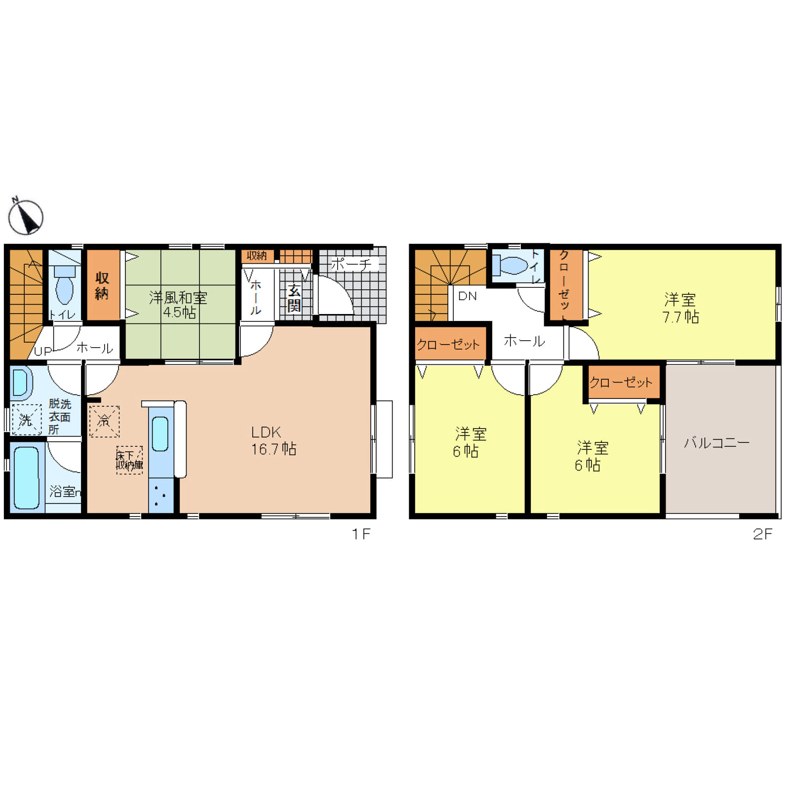 加古川市別府町新野辺第23　全５区画！【4号棟】16.7帖の広々LDKと洋風和室が魅力の、使い勝手に優れた4LDK♪南向きバルコニーが陽だまりのある暮らしを叶え、毎日を快適に包み込みます♪全居室収納に加え玄関収納も充実、駐車2台可能でファミリーに嬉しい住まいです♪