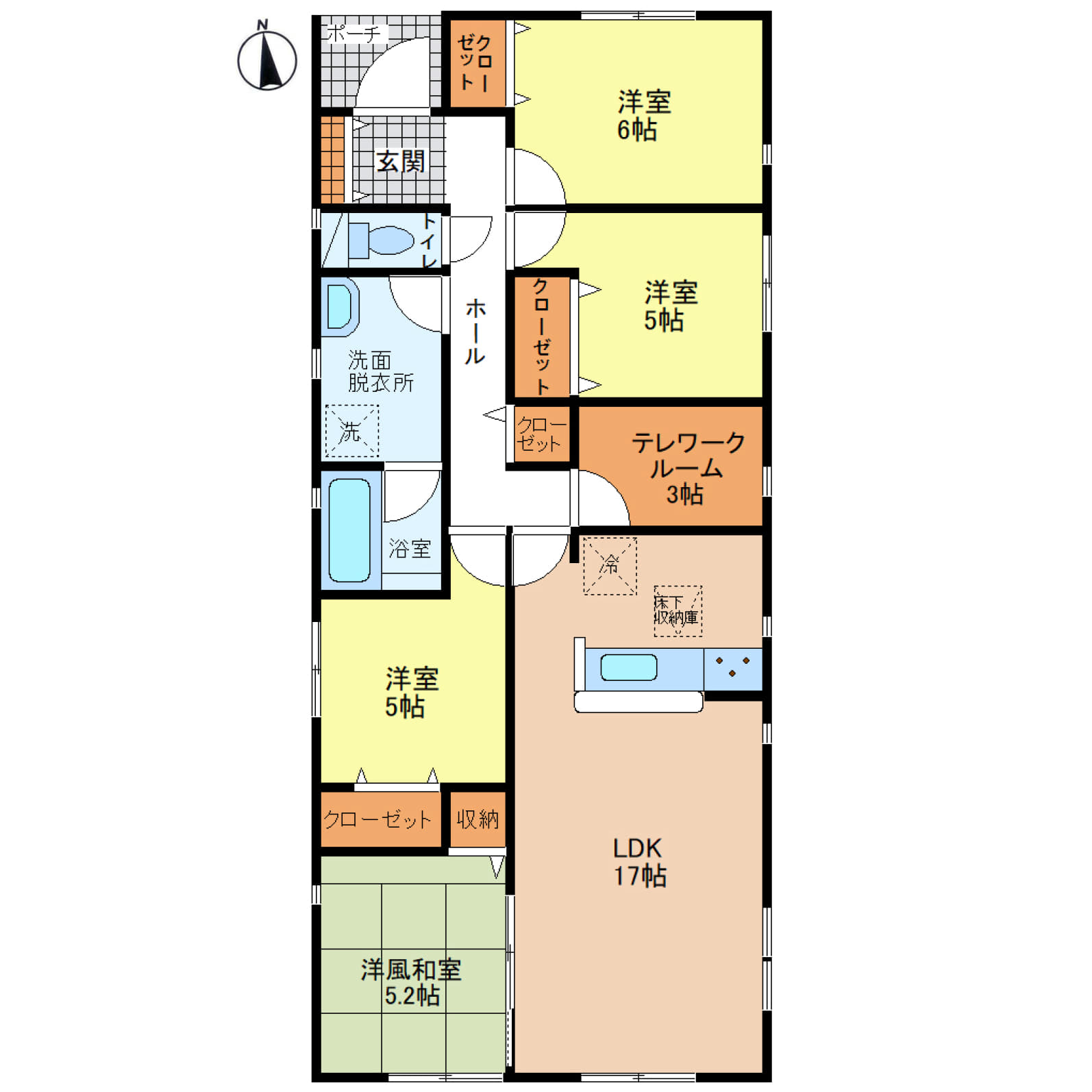 姫路市東山第5　全1区画【2号棟】敷地100坪越えのゆとりある敷地に建つ、4LDK平屋のオール電化住宅♪17帖のLDKと5.2帖の和室に加え、3帖のテレワークルーム付きで多彩な暮らしに対応♪駅徒歩10分圏内、スーパー・コンビニも徒歩15分圏内の便利な住環境です♪