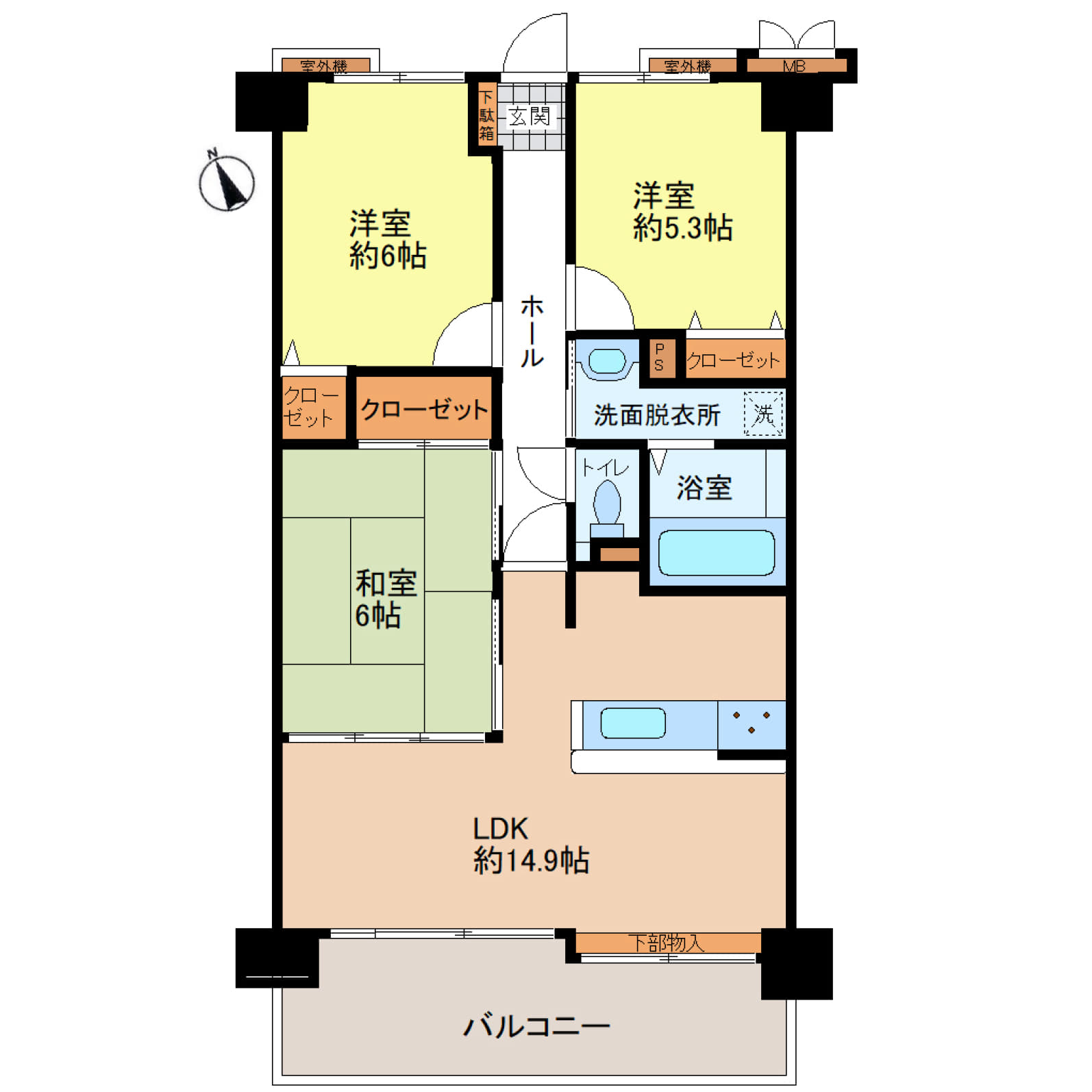 加古川市別府町朝日町【リベール加古川南Ⅱ】全面改装済みで気持ちよく新生活を始められる3LDK♪南西向きバルコニーと14.9帖のLDKで、明るく快適な住空間♪別府駅徒歩4分、小・中学校やスーパー・コンビニも徒歩圏内の便利な立地です♪