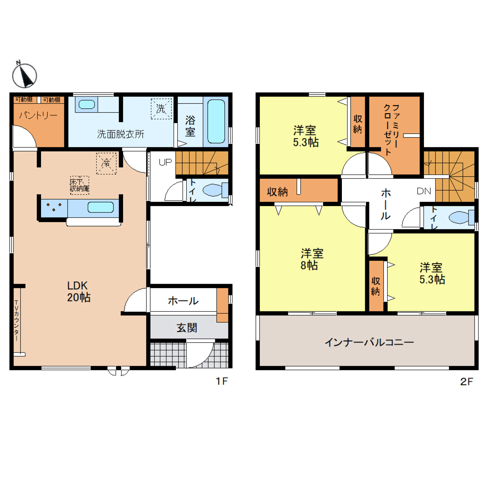 姫路市北原7期　全2区画【1号棟】駅徒歩18分、駐車2台可！各居室収納付きで暮らしやすさにこだわった4LDK♪広々20帖のLDKは家族が集うゆとりの空間♪ パントリー付きのキッチンや広々洗面脱衣所、南側のインナーバルコニーも魅力的♪