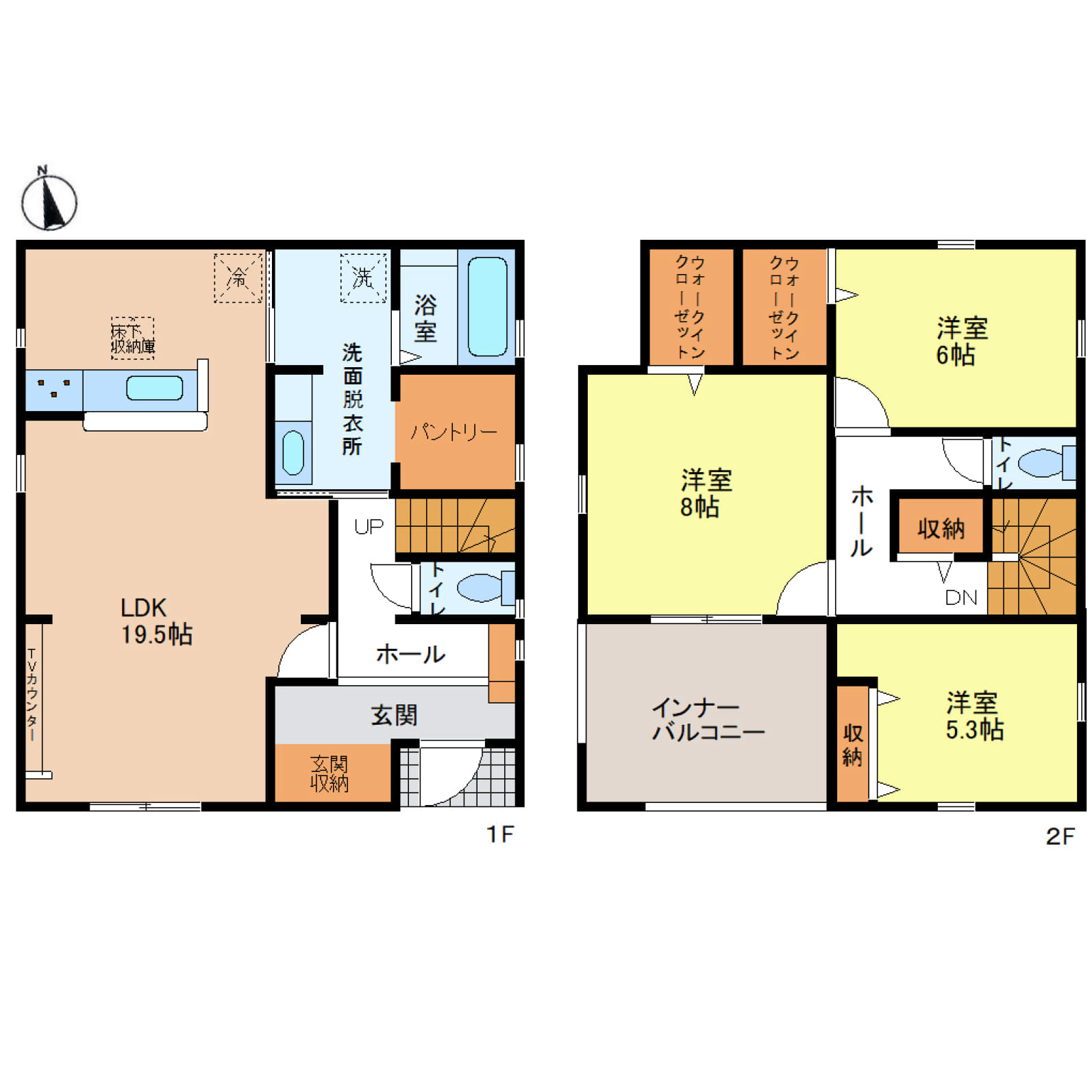 姫路市北原7期　全2区画【2号棟】駅徒歩18分、駐車2台可！3LDK＋2WICで収納力たっぷりの住まい♪広々洗面脱衣所＋ランドリースペースで家事もスムーズに♪ 南向きのインナーバルコニーを備え、明るく快適な暮らしを叶えます♪