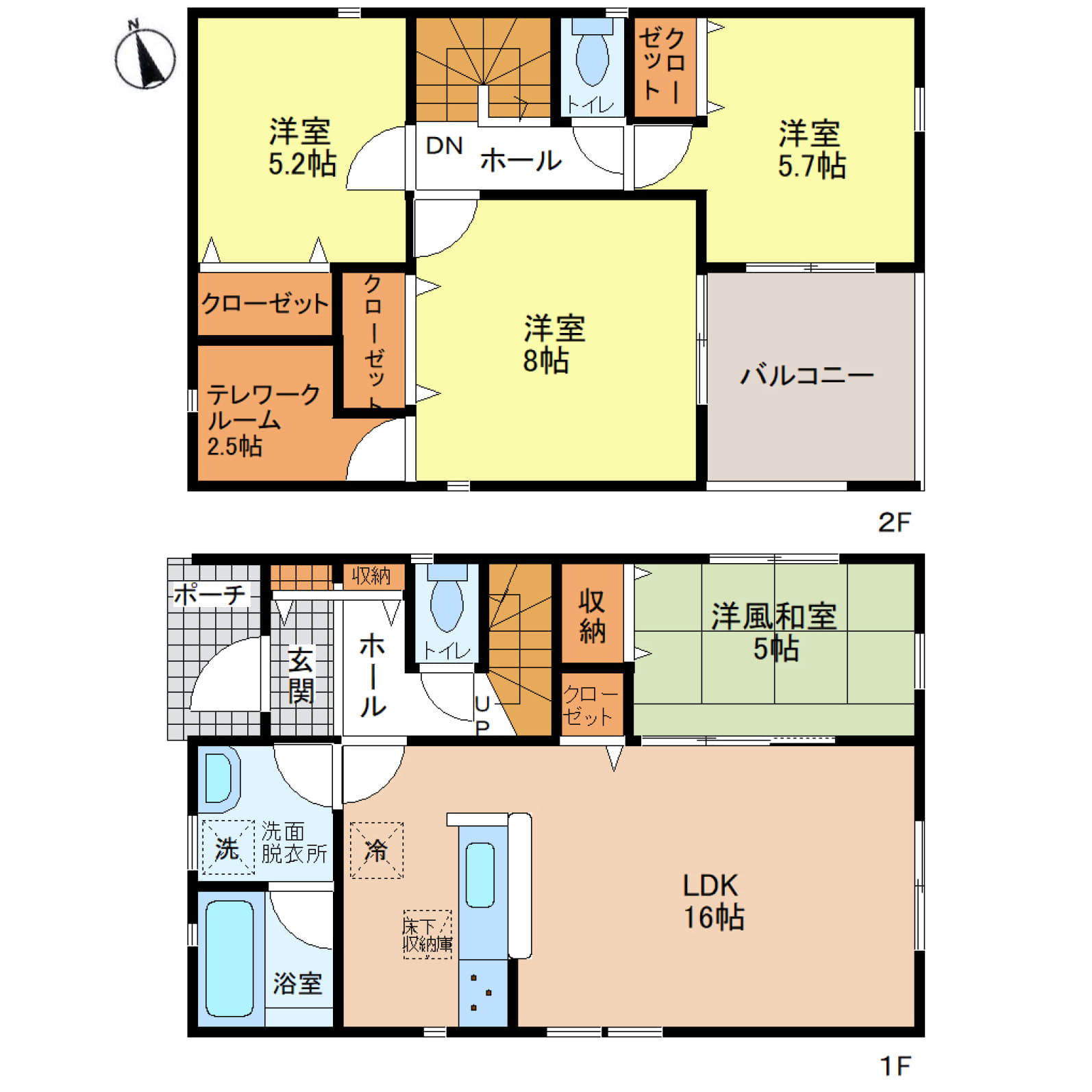 姫路市勝原区山戸第5　全4区画【2号棟】家族で暮らしやすい4LDKに、洋風和室5帖を備えたゆとりの住まい♪約2.5帖のテレワークルームがあり、仕事や趣味のスペースとしても活用可能♪各居室収納＋南向きバルコニーで、快適な暮らしをサポートします♪