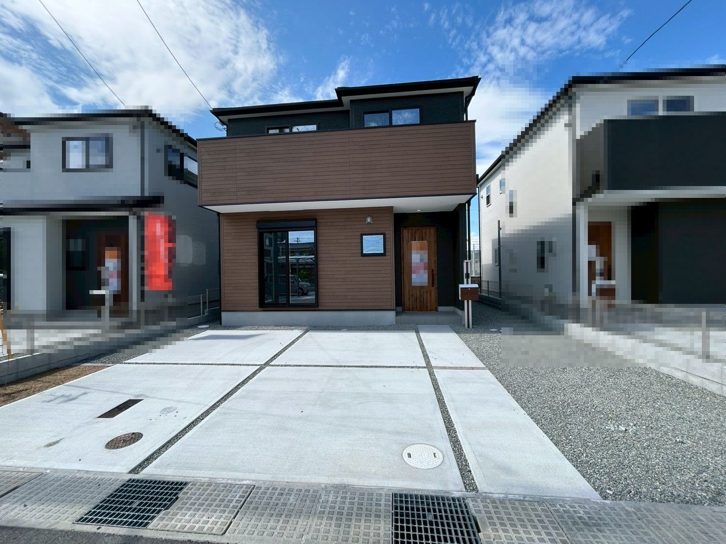 姫路市第１網干区坂上　全5区画【3号棟】山陽電鉄網干『網干』駅　徒歩21分♪旭陽小学校まで徒歩４分♪土間収納あり♪南向きバルコニーで日当たり・通風良好♪駐車スペース並列2台可（※車種による）♪